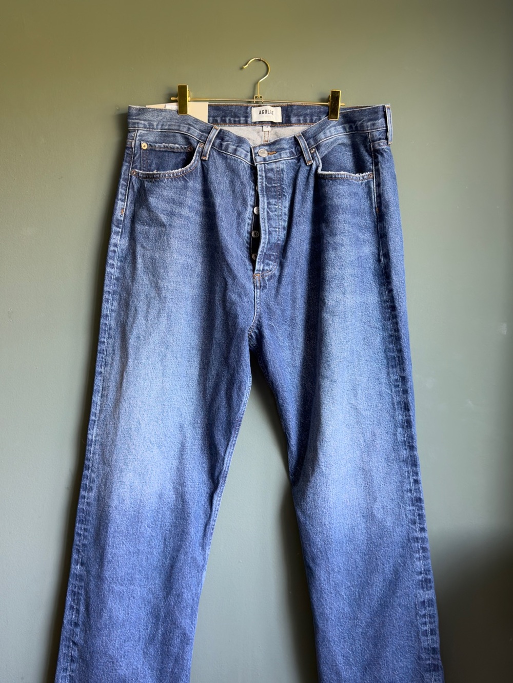 Agolde 90s pinch waist Women's Straight-Leg Jeans in Medium Blue Wash